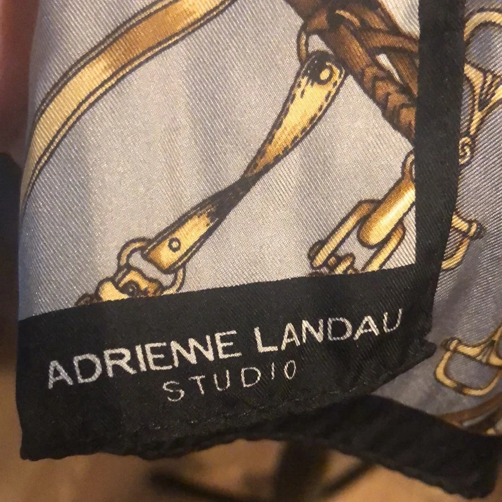 ADRIENNE LANDAU SILK CHAIN PRINT SCARF MULTICOLORED